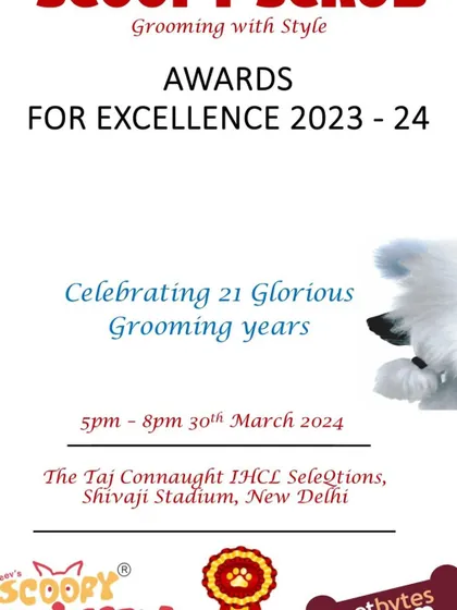 An invitation to our very own "Awards for Excellence" event, celebrating 21 glorious years of grooming. We hosted a special high tea for pets and their humans at The Taj Connaught, New Delhi.