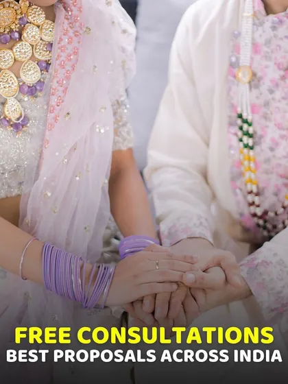 I offer free consultations and have access to the best proposals from high-profile families across India. This image of a couple holding hands symbolizes the start of a new journey together.