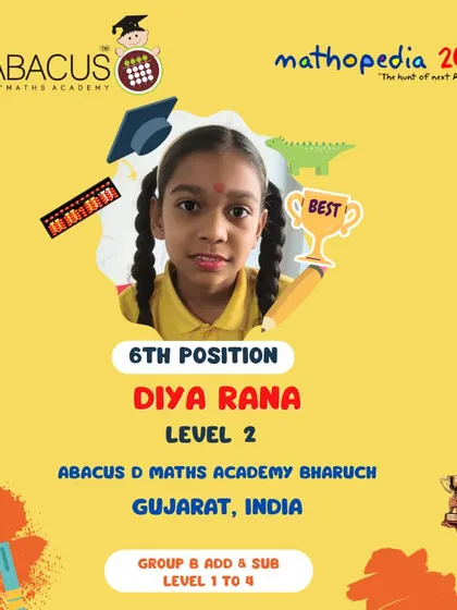 Diya Rana from Bharuch, Gujarat, celebrating her 6th Position win.