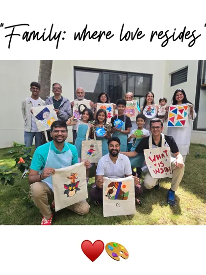 Art is for everyone in the family. I had so much fun with this wonderful group who spent their day together painting custom tote bags and decorative plates.