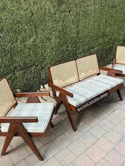 The full set, ready to create a sophisticated mid-century modern seating area.
