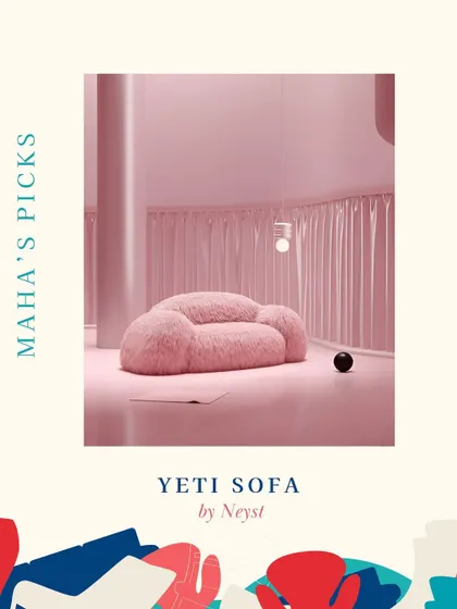 The Yeti Sofa by Neyst, with its fluffy texture and soft form, is a playful and inviting piece that we love.