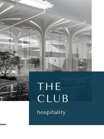 The facade concept for 'The Club', a hospitality project where we blended grandeur with minimalism. The repeating, tree-like columns create a powerful rhythm and a sense of monumental scale at the entrance.