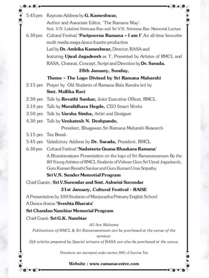 A duplicate of the final schedule page for the National Seminar, providing a comprehensive look at the rich variety of programs offered during the festival.