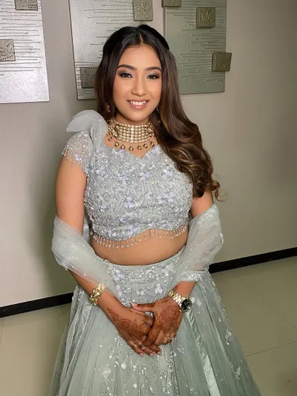 Engagement ready! For this look, I created a soft, shimmery eye and a flawless base, paired with a beautiful gold choker for a touch of tradition.