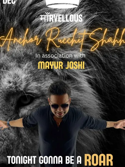 Tonight's gonna be a ROAR! A poster for Udit and Shikha's Sangeet with Mayur Joshi.