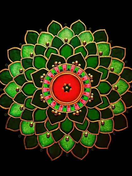 This is the green mandala that I use for the "I Am Strong" affirmation print. The shades of green symbolize growth, new beginnings, and progress, bringing an energy of renewal and good luck.