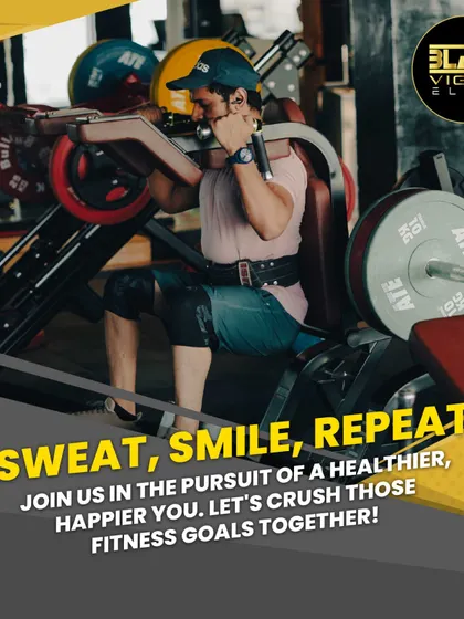 Sweat, smile, repeat. A member works on the plate-loaded hack squat machine, a fantastic way to build lower body strength. We believe in making fitness a happy and sustainable part of your life.