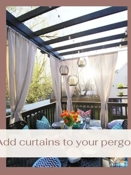 Adding outdoor curtains to your pergola is a simple way to increase privacy and provide shade from the sun. The soft fabric adds a touch of elegance and makes the space feel more like an indoor room.