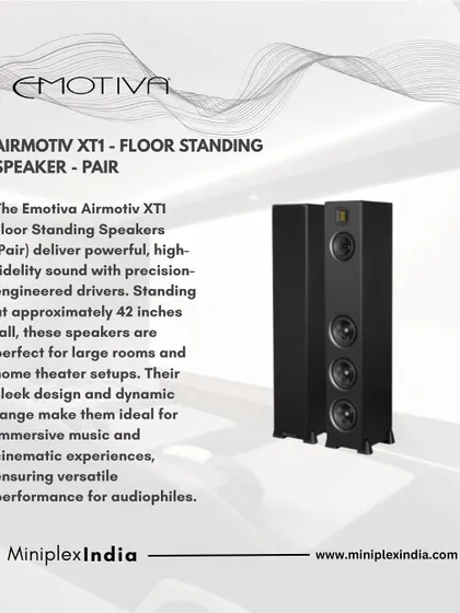 The Emotiva Airmotiv XT1 floor-standing speakers are perfect for larger rooms, delivering powerful, high-fidelity sound with a sleek design that complements any modern theater.