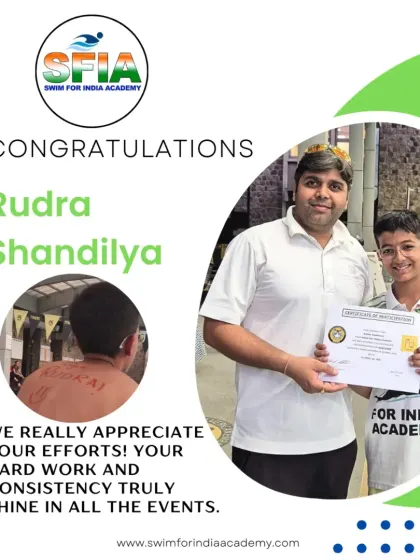 We appreciate every bit of effort from our swimmers like Rudra. His hard work and consistency are what lead to moments like this, proudly holding his achievement certificate.
