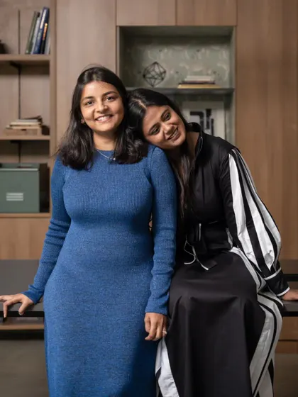 Partners in business and creativity. A snapshot of us, Kavya and Shruthy, the two forces behind Studio Ruh. Our partnership is a beautiful work in progress, built on shared passion and mutual support.