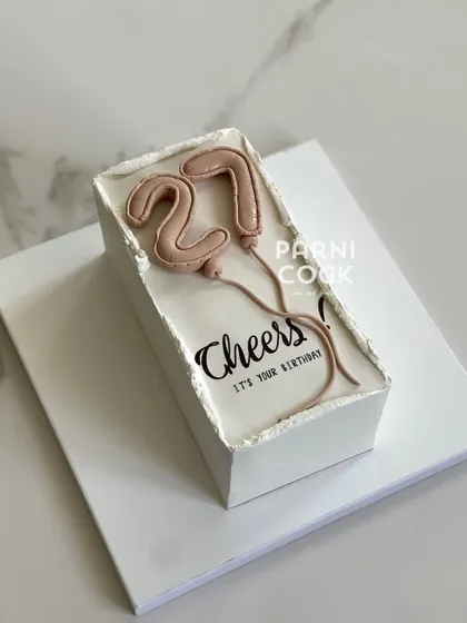Another example of the minimalist balloon number cake, this time for a 27th birthday in a lovely dusty rose color.