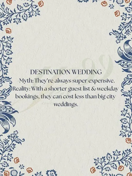 Let's bust a myth. A destination wedding doesn't have to be more expensive. With a smart guest list and off-season or weekday bookings, I can plan an exotic wedding that fits your budget.