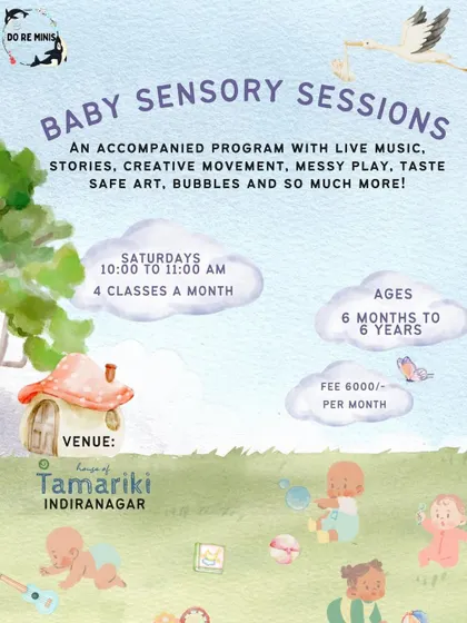 Our Baby Sensory Sessions are a wonderful way to spend a Saturday morning. This accompanied program for ages 6 months to 6 years includes live music, stories, messy play, and bubbles.