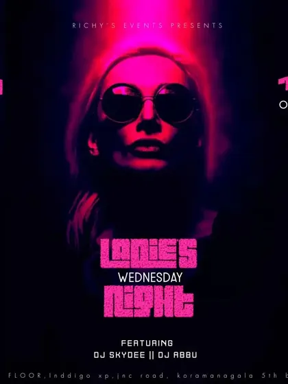 A dark, moody poster for a Wednesday ladies' night, showing a different artistic style.