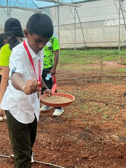 Sowing seeds with care and precision. Our summer camp activities are designed to be both educational and enjoyable for children of all ages.