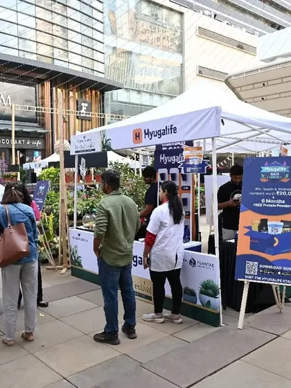 A look at the crowd gathering at the Hyugalife stall. Our high-traffic locations ensure a steady stream of engaged potential customers for our exhibitors throughout the day.