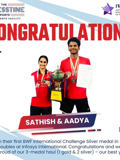 A proud moment for our mixed doubles pair, Sathish and Aadya, as they celebrate their first BWF International Challenge Silver medal.