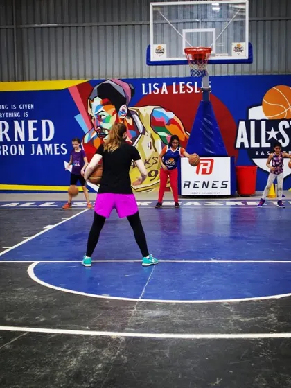 Our U10 girls and lil-hoops players working on their handles. We believe in starting young to build a strong foundation in coordination, balance, and fundamental basketball skills.