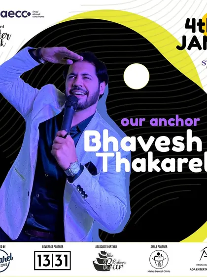 An event poster featuring me as the anchor for the Winter Souk. It's always an honor to be a key part of Vadodara's biggest winter festival.