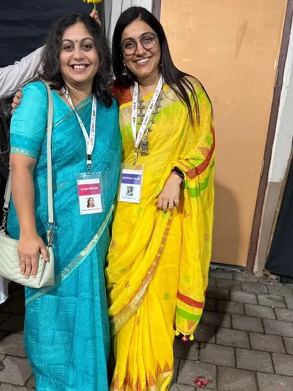 A happy moment with a fellow storyteller. The connections made at these festivals are so important. We build a network of support and inspiration.