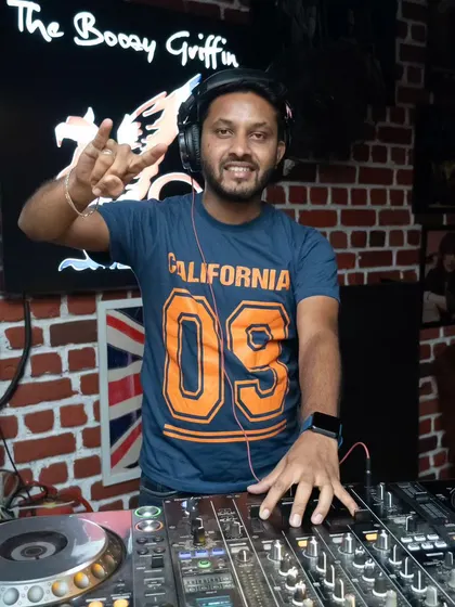 A fun shot from my set at The Boozy Griffin. I love playing at different venues across Bangalore, each with its own unique crowd and atmosphere.