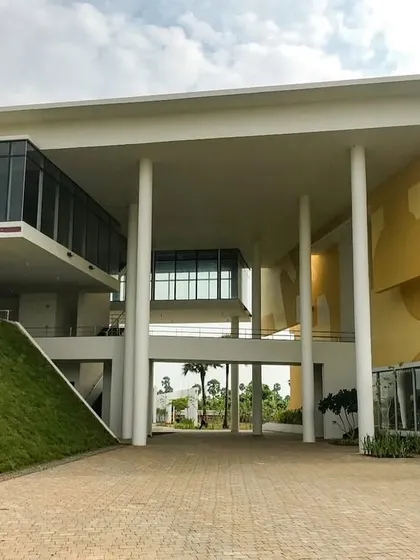 A duplicate image of the entrance to an academic block at DRL Leadership Academy.