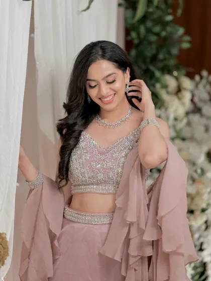 Luminous and lovely. This soft glam look on the engagement bride features a lit-from-within glow, perfect for her special evening.