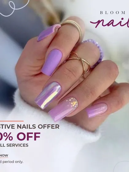 Another view of this gorgeous lilac set, showing off the long square shape and different finishes.