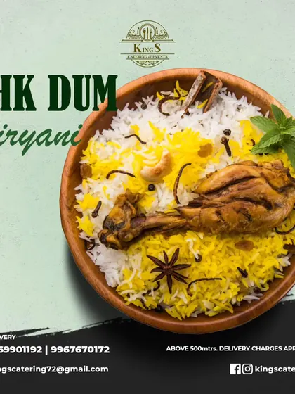Our classic Chicken Dum Biryani is a crowd favorite. We use the traditional 'dum' method to cook it, which makes the rice fluffy and the chicken tender, with every grain full of flavor.