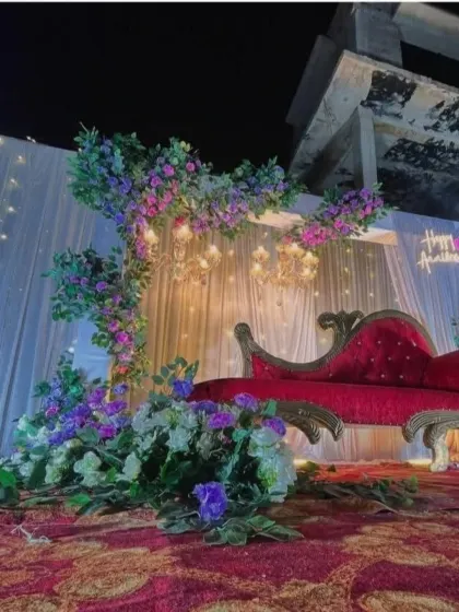 Another angle of the enchanting floral tree decor for the anniversary celebration.
