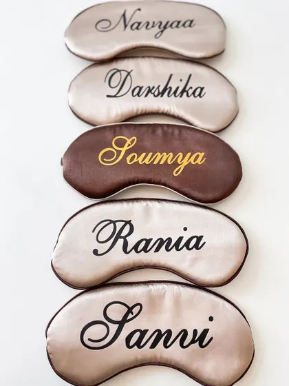 Sweet dreams for the bride tribe. I offer custom embroidery on these silky-smooth sleep masks, with each bridesmaid's name in a beautiful script.