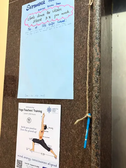 Yoga is about small, daily actions. This September, we created a community challenge to take the stairs instead of the lift, a simple pledge to improve our health and contribute to the planet's well-being.