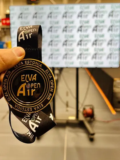 A close up of the prestigious medal from the Elva Open Air 2025 tournament in Estonia, where our shooter performed exceptionally.