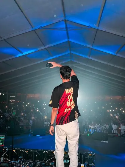 The drone getting a great shot as I film the audience.