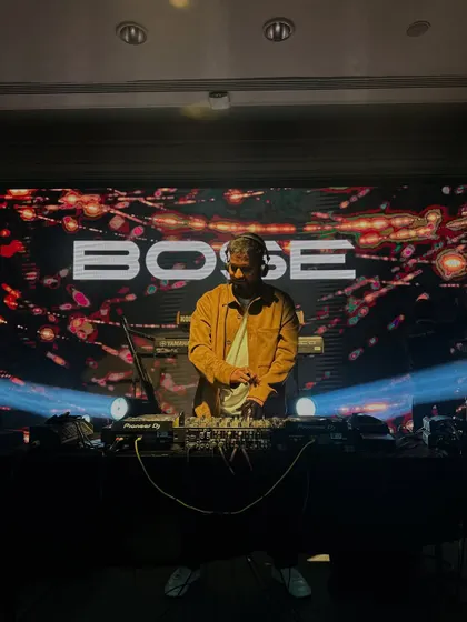 Focused on the mix during a high-profile event at The Leela Palace. This demonstrates my ability to perform on big stages with complex lighting and visual setups.