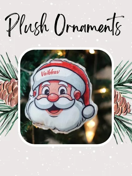 Our Santa plush ornament is a soft and cuddly addition to your holiday decor.
