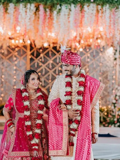 A surreal mandap where suspended florals and soft lighting created an ethereal atmosphere. I love designing opulent yet intimate spaces for couples to exchange their vows.