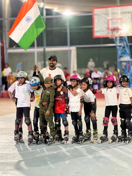 Our skating team celebrating Republic Day with pride, showcasing the community spirit we foster.