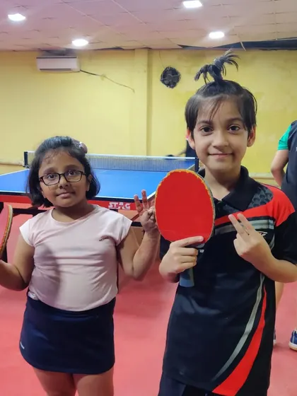 Two of my students, Saanvi and Mishthi, after securing bronze medals in the U-11 semifinals. Their friendly rivalry pushes them both to be better players.