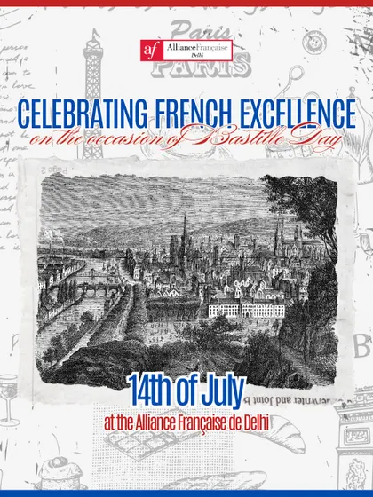 An artistic poster announcing our Bastille Day celebrations. The vintage-style graphic of Paris sets a classic, festive tone for a day of celebrating French excellence.
