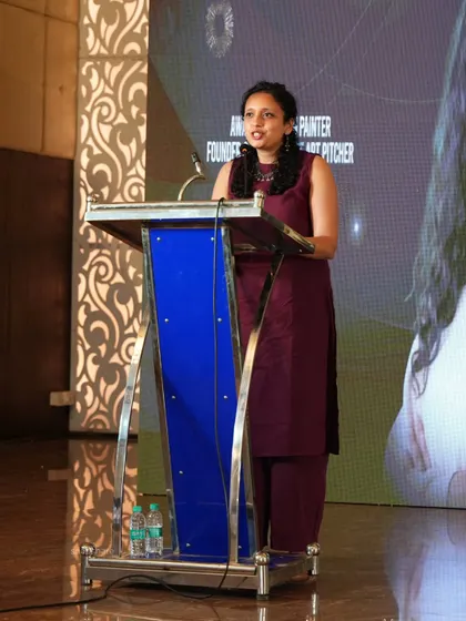 Speaking at the podium during the India's Business Iconic Awards. I believe in sharing stories of risk-taking and passion to inspire others to pursue their own unconventional paths.