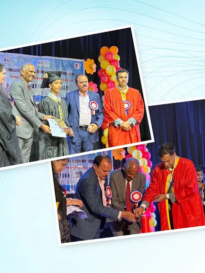 A senior student receives his graduation certificate and award, recognized for his hard work and academic excellence.
