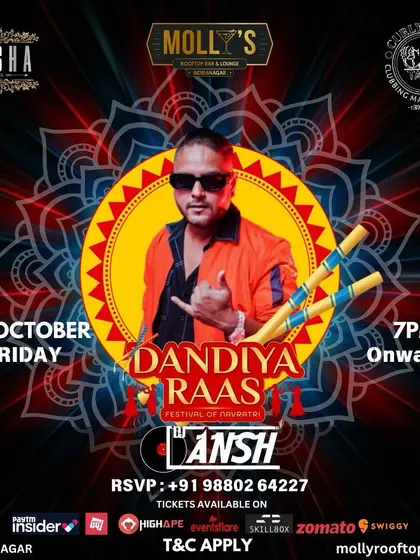 The poster for the Dandiya Raas festival at Molly's. I love the energy of Dandiya nights, with everyone dancing with sticks in hand.