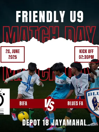 Poster for the U9 friendly match against BIFA, a chance for our youngest warriors to roar.