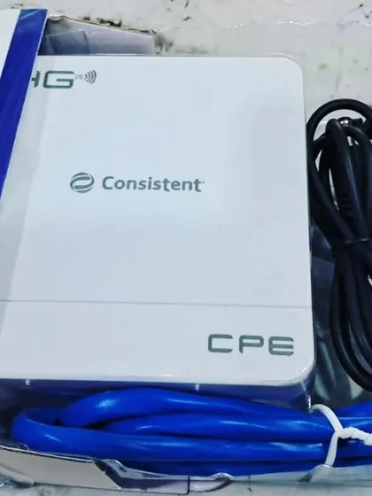 This is a Consistent brand CPE Wi-Fi router, which I often use to set up the network for CCTV systems. A reliable router is key to ensuring you can access your camera feeds remotely without interruption.