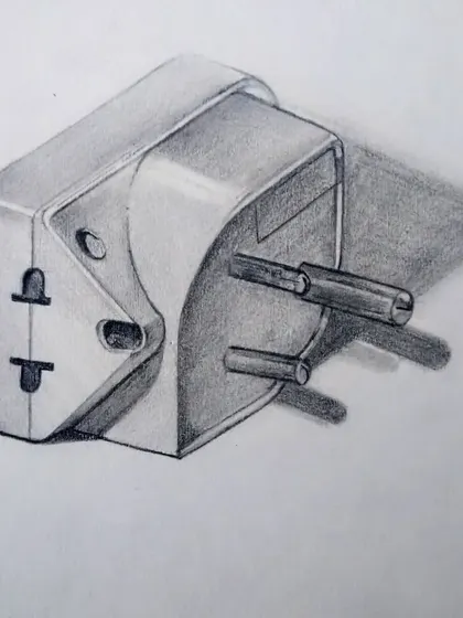 A pencil sketch of a universal travel adapter. This object study was a good exercise in drawing geometric shapes and complex angles in perspective.