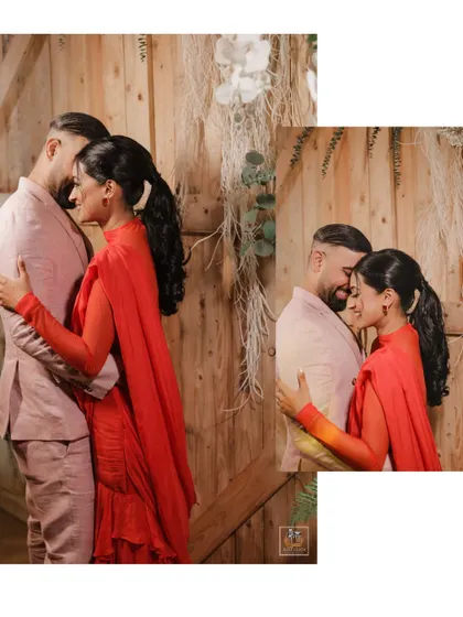 A collage of romantic moments from the couple's evening event.
