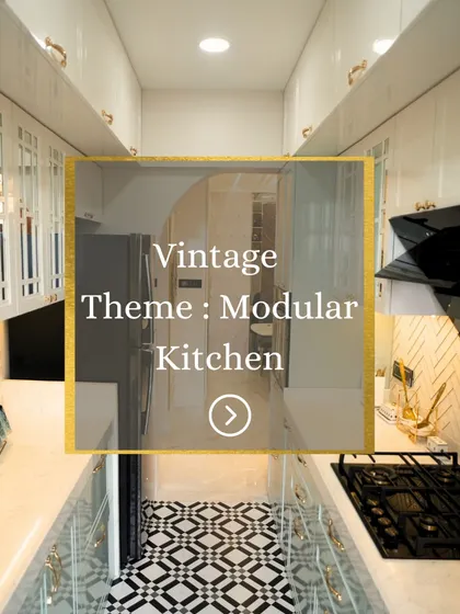 An overview of the vintage-themed modular kitchen, a perfect blend of old-world charm and modern functionality.